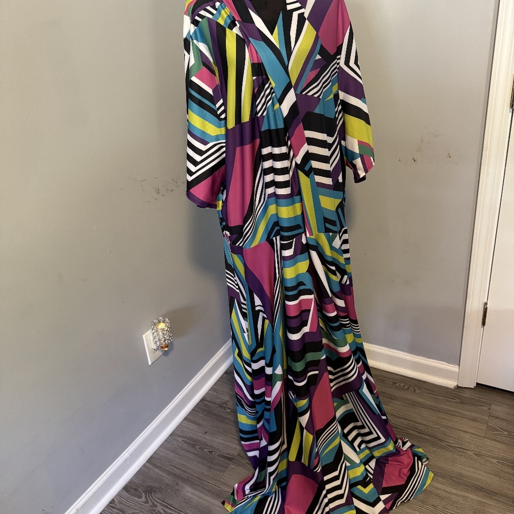 Never worn plus size Multicolored Faux Wrap Dress